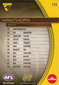 2015 Select AFL Honours Series 2 #113 Hawthorn Hawks Back